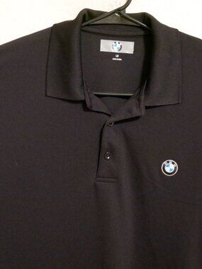BMW Shirt Mens Large Short Sleeve Performance Polo Black